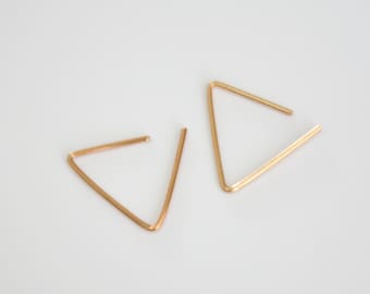 Thin Gold hoops, gold line earrings,  triangle hoop earrings, gold filled studs, simple hoop earrings, minimal earrings, geometric earrings