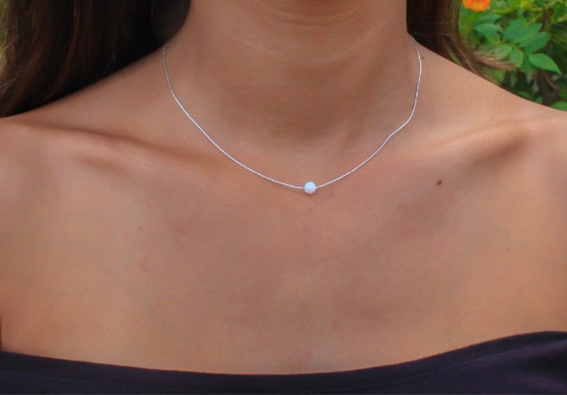 Opal Necklace White Opal Necklace Opal Silver Necklace - Etsy