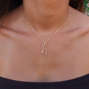 Israel Halskette, Israel Karte Halskette, Israel Anhänger, israelförmiger Anhänger, jüdischer Schmuck, Jejuda, Heiliges Land Halskette, Fledermaus Mitzva