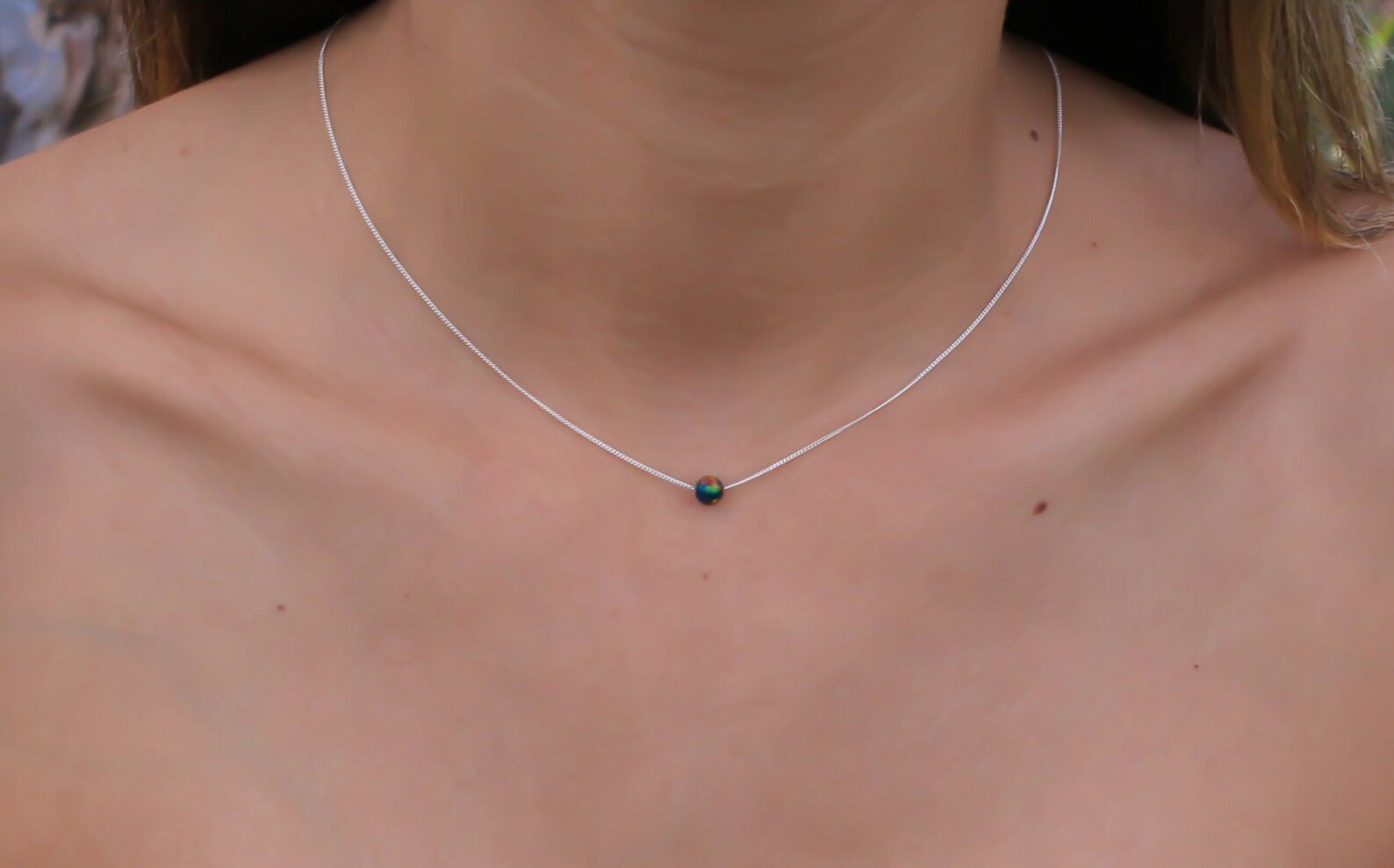 Black Opal Necklace Opal Ball Necklace Opal Silver Necklace - Etsy
