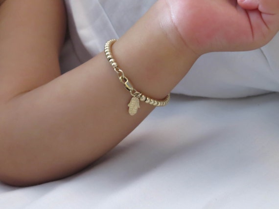 Buy Infant Bracelet, Baby Bracelet, Child Bracelet, Gold Bracelet, Gold  Beads Bracelet, Baby Girl Bracelet, Baptism Gift, Baby Hamsa Bracelet  Online in India - Etsy
