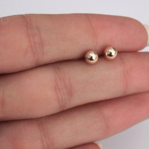 3mm Gold Stud Earrings 14k Solid Gold Simple Round ball Post Earrings, Gold Jewelry, Dot Stud, 14k solid gold studs