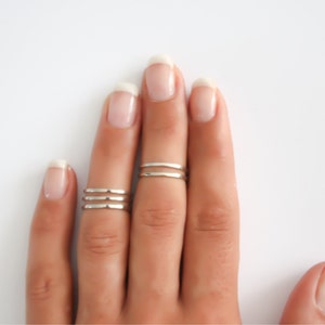 Gold stacking rings, Above the knuckle rings, gold midi ring, plain band midi rings, gold shiny thin rings set, gold plated rings image 4