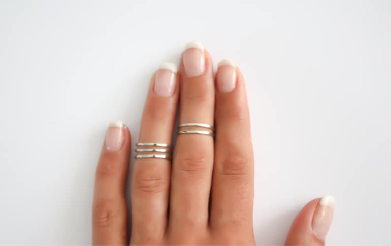 Gold stacking rings, Above the knuckle rings, gold midi ring, plain band midi rings, gold shiny thin rings set, gold plated rings image 4