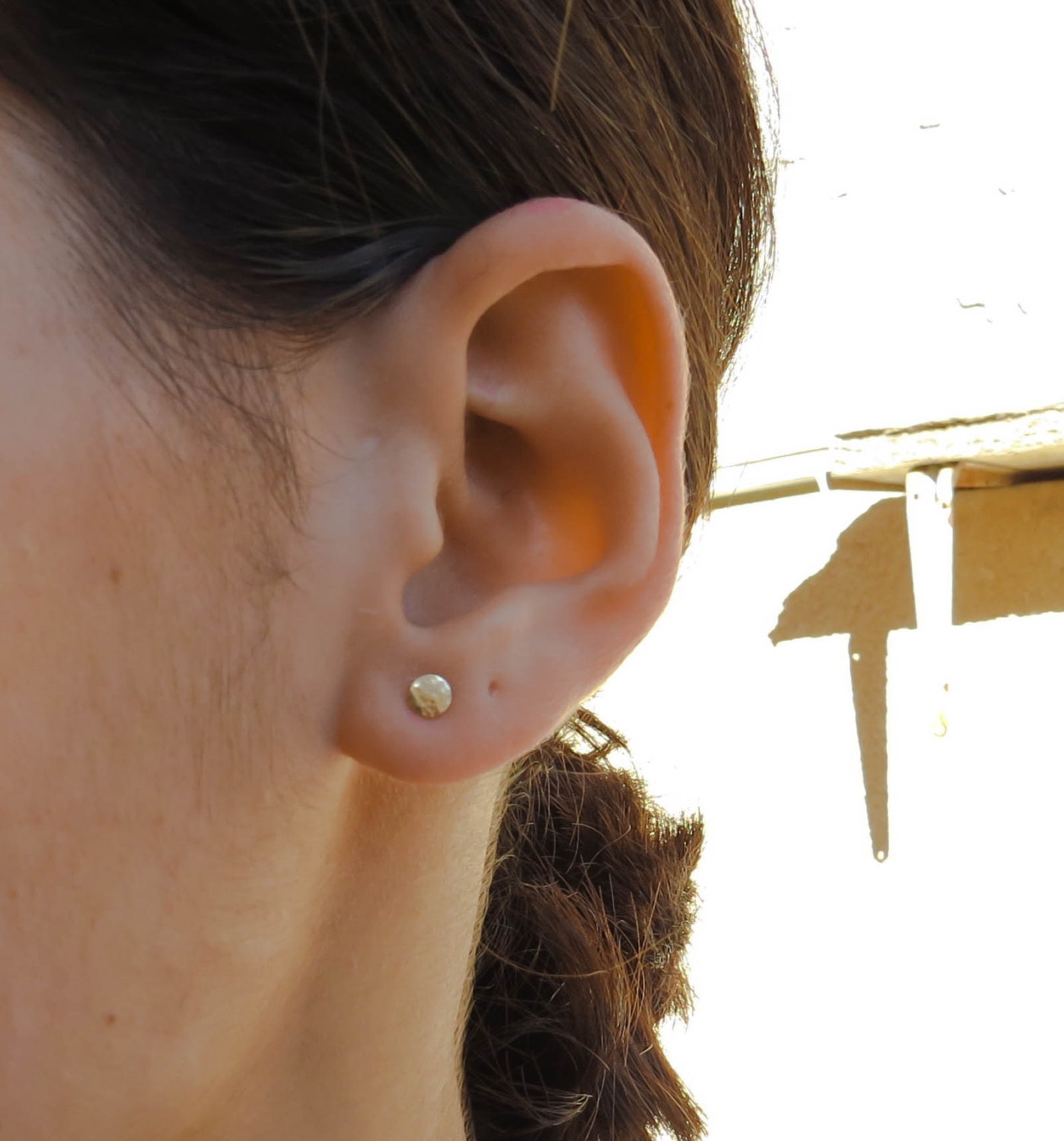 4mm Gold Stud Earrings 14k Gold Filled Simple Hammered Round Etsy