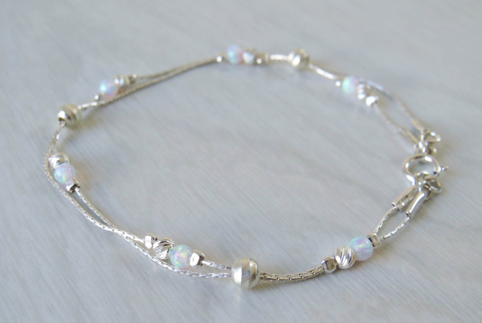 Elegant Golden Bracelet with White Opal main image 0