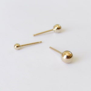 14k Gold Stud Earring, 14k Solid Gold Simple Round ball Post Earring, Gold Jewelry, Dot Stud, 14k solid gold stud, men gold stud