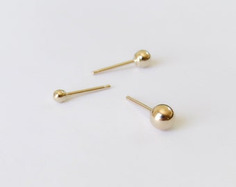 14k Gold Stud Earring, 14k Solid Gold Simple Round ball Post Earring, Gold Jewelry, Dot Stud, 14k solid gold stud, men gold stud