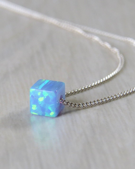 Opal necklace, blue opal necklace, opal jewelry, opal silver necklace, tiny opal silver necklace, opal bead necklace, opal jewelry