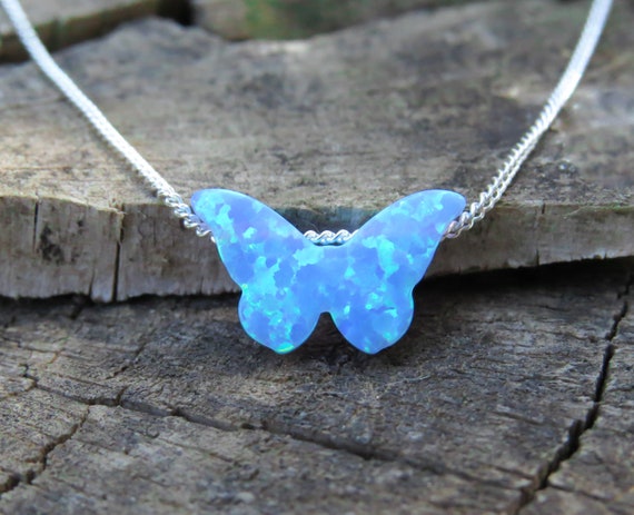 Opal Butterfly Necklace with Stripes - KAMARIA