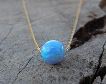 Opal necklace, Opal jewelry, large opal ball necklace, opal gold necklace, 14K gold filled dot necklace, opal bead necklace