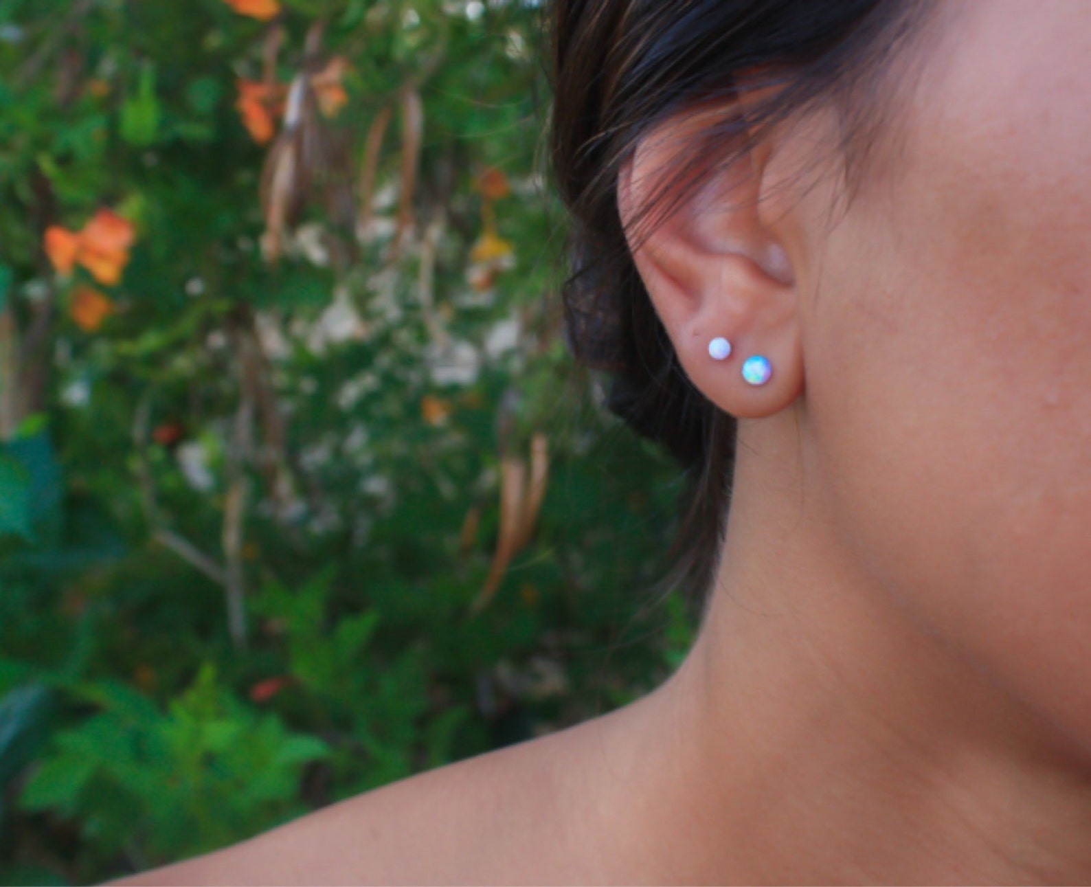 Opal Studs Classic 4mm Sterling Silver Studs Blue Opal Ball Etsy