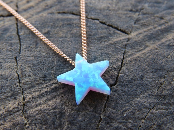 Opal Necklace, Opal Star Necklace, Opal Silver Necklace, Opal
