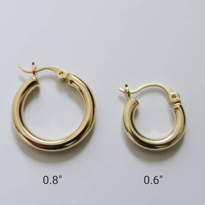 Thick GOLD hoops, High quality gold hoops, 14k gold plated hoops, Gold hoops, Simple Hoop Earrings, tiny gold hoops, gold hoop earrings image 4
