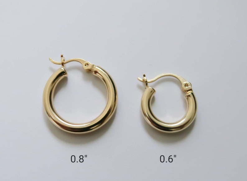 Thick GOLD hoops, High quality gold hoops, 14k gold plated hoops, Gold hoops, Simple Hoop Earrings, tiny gold hoops, gold hoop earrings image 4