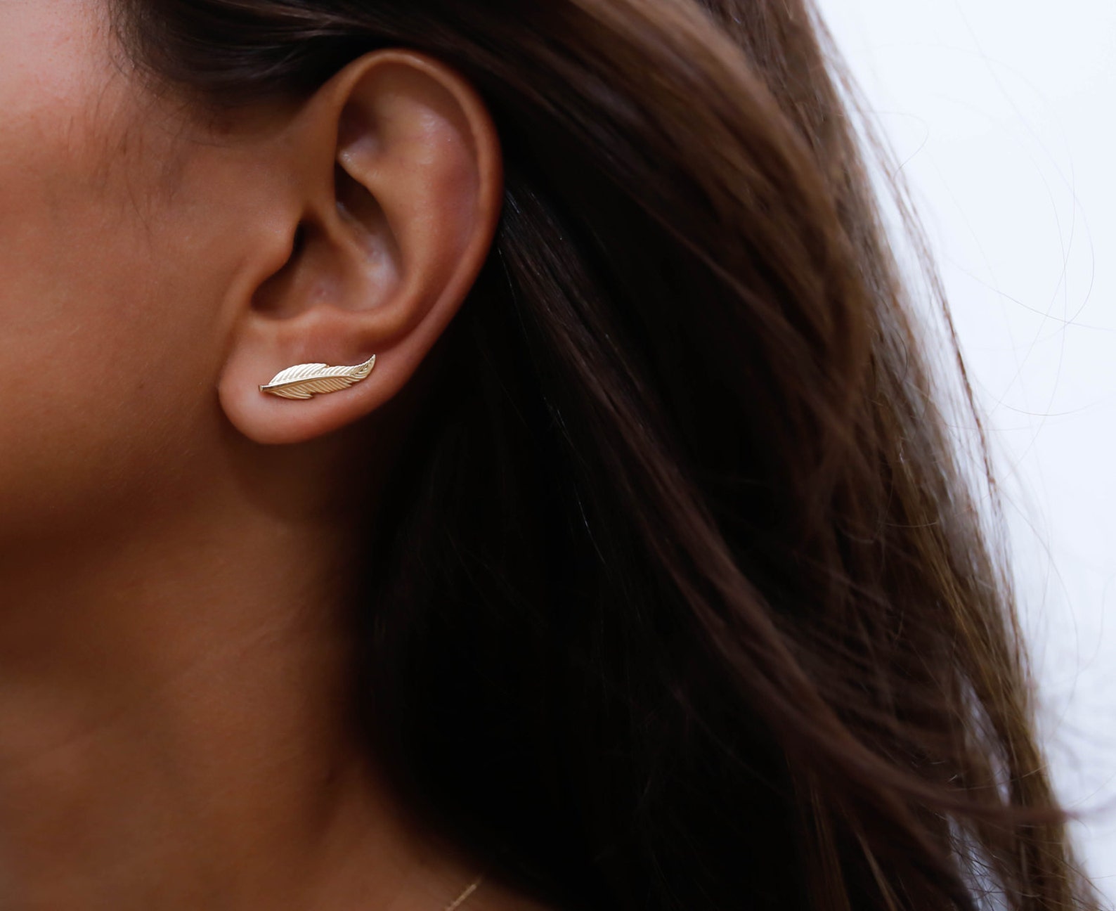 Gold Feather Ear Climber Gold Ear Cuff Feather Ear Cuff Etsy