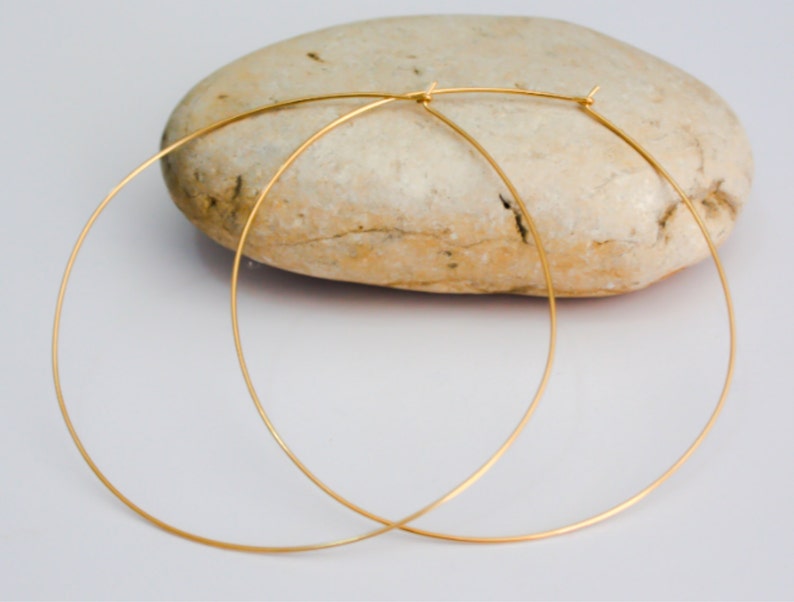 Extra Large Thin Gold Hoops 3 Inch Thin Gold Hoops Simple Etsy