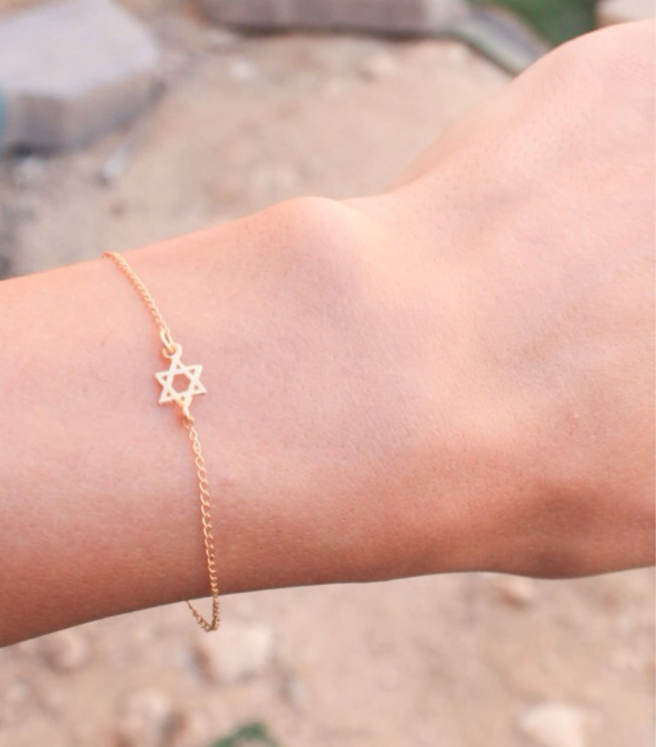 Star Of David Diamond Paperclip Link Bracelet