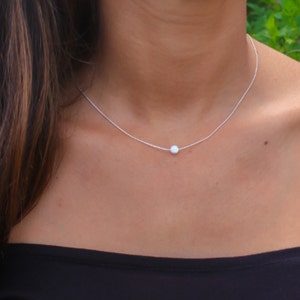 Opal necklace, white opal necklace, opal silver necklace, opal, tiny dot necklace, opal bead necklace dot necklace white opal jewelry