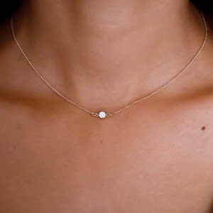 Gold Solitaire Necklace, Gold Necklace, CZ Diamond Necklace, cubic zirconia necklace, bridesmaid gift, Simple Delicate Necklace, everyday