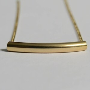 Gold Necklace gold curved bar necklace delicate gold tube necklace bar necklace, Geometric, Modern, Minimal, Simple Necklace image 3