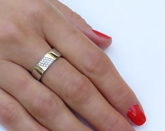 Multi diamond ring, Diamond wedding band, Cluster diamond ring, 0.15CT Natural diamond ring, Diamond ring women, 14k Solid gold ring, 18k