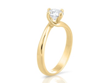 Solitaire diamond engagement ring, Diamond wedding ring, Fine jewelry, Solid gold diamond ring, Diamond promise ring, 14k, 18k, 0.62 CT