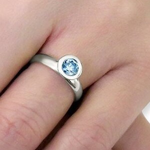 Blue diamond ring, White gold diamond ring, Unique Engagement ring, Solitaire Diamond Ring, Unique diamond ring, Fine diamond ring, 14k, 18k
