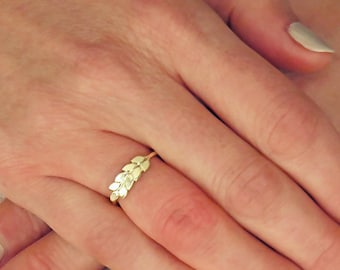 Wedding bands women, Boho wedding ring, Unique wedding ring, Nature wedding band, Wedding rings women, Leaves wedding ring, 14k, 18k, Solid