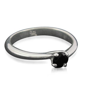 Black diamond ring, Solitaire diamond ring, Black diamond jewelry, Black diamond engagement ring, Alternative engagement ring, Solid gold