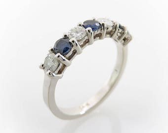 Sapphire and diamond ring, Stacked diamond ring, Fine diamond ring, Modern diamond ring, Diamond wedding ring, Diamond engagement ring