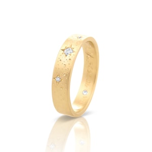 Diamond wedding band, Starts wedding band, Fine diamond ring, Wedding band women, Hand engraved wedding ring, Stacked diamond ring, 14k, 18k