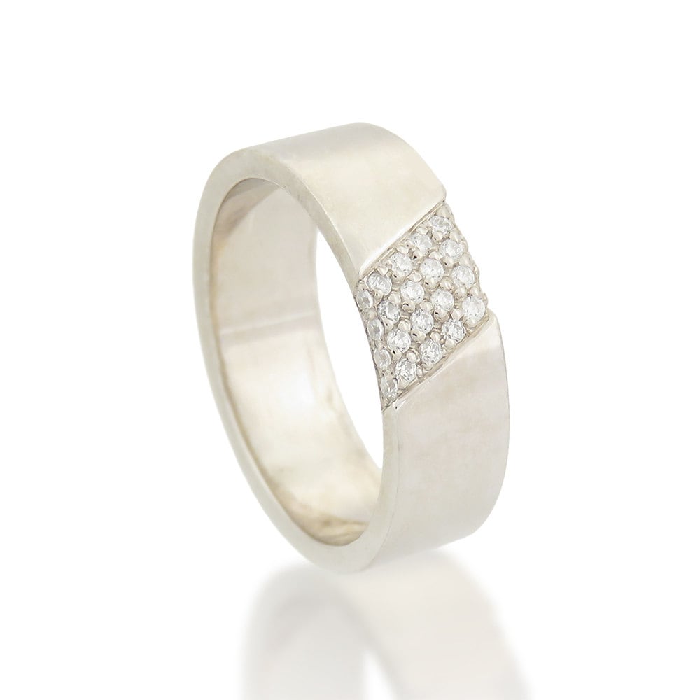 Pave diamond ring White gold diamond ring Diamond wedding | Etsy