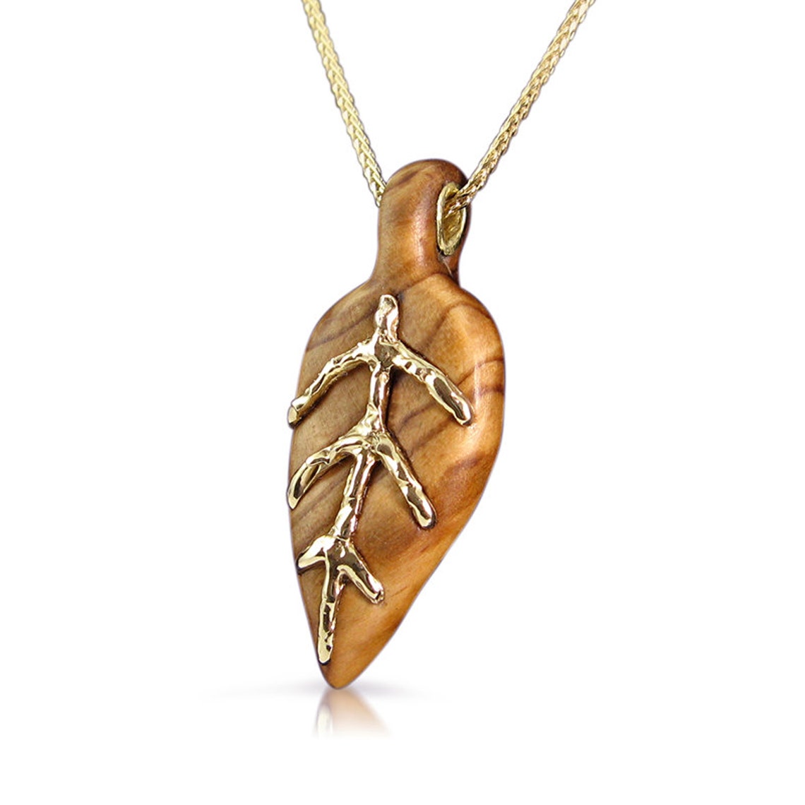 Wood and Gold Jewelry Nature Gift Statement Pendant Nature Etsy