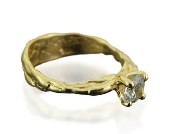 Moissanite engagement ring, Unique engagement ring, Alternative engagement ring, Moissanite solitaire ring, Forever brilliant Moissanite