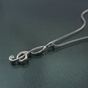 Music jewelry, Music pendant, Music gift, G Clef, Treble Clef, White gold pendant, Music lover gift,Gold music pendant, Music teacher gift