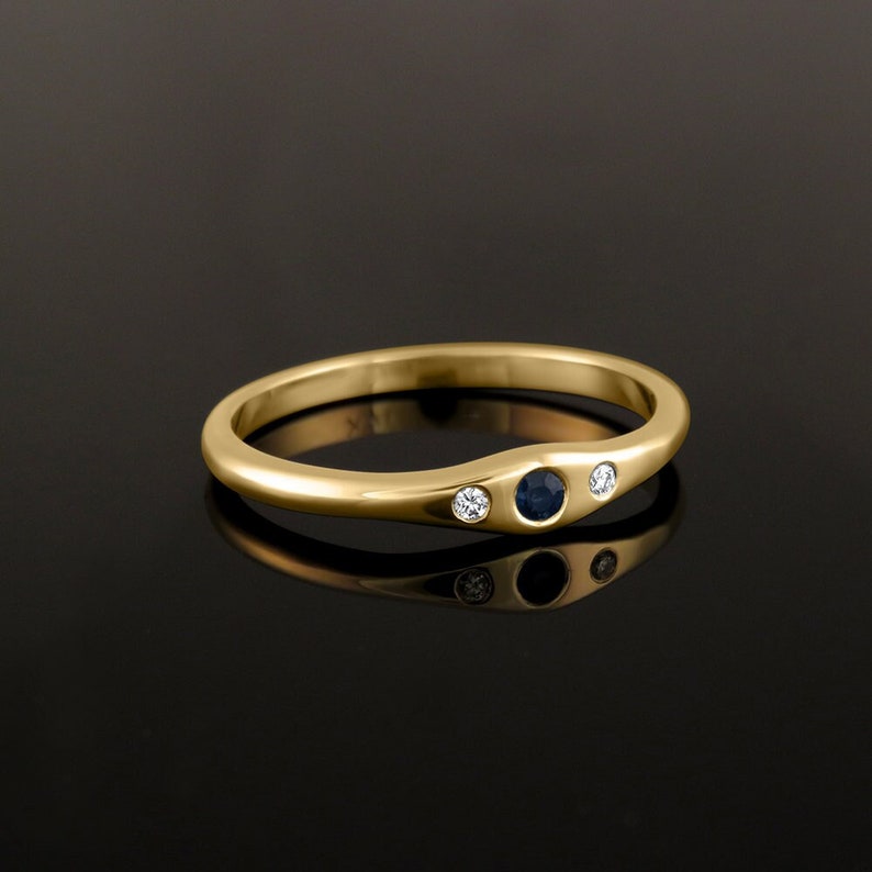 Diamond engagement ring, Wedding ring women, Sapphire gold ring, Dainty signet ring, Diamond wedding ring, Fine diamond ring, 14k, 18k image 1