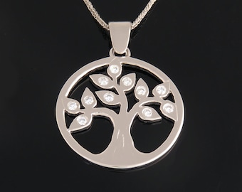 Gold tree of life pendant, Unique gold pendant, Gold and diamonds pendant, Natural diamond pendant, 14K gold pendant, 18K gold charm,0.33 ct