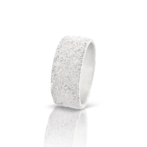 White gold wedding band, Wedding band men, Textured wedding ring, Wide wedding band, 14k wedding band, 18k wedding ring, Rustic wedding band