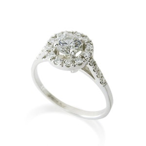 White gold diamond ring, Halo engagement ring, Diamond engagement ring, Natural diamond ring, 14k diamond ring, 0.5 ct diamond ring, 18k image 5