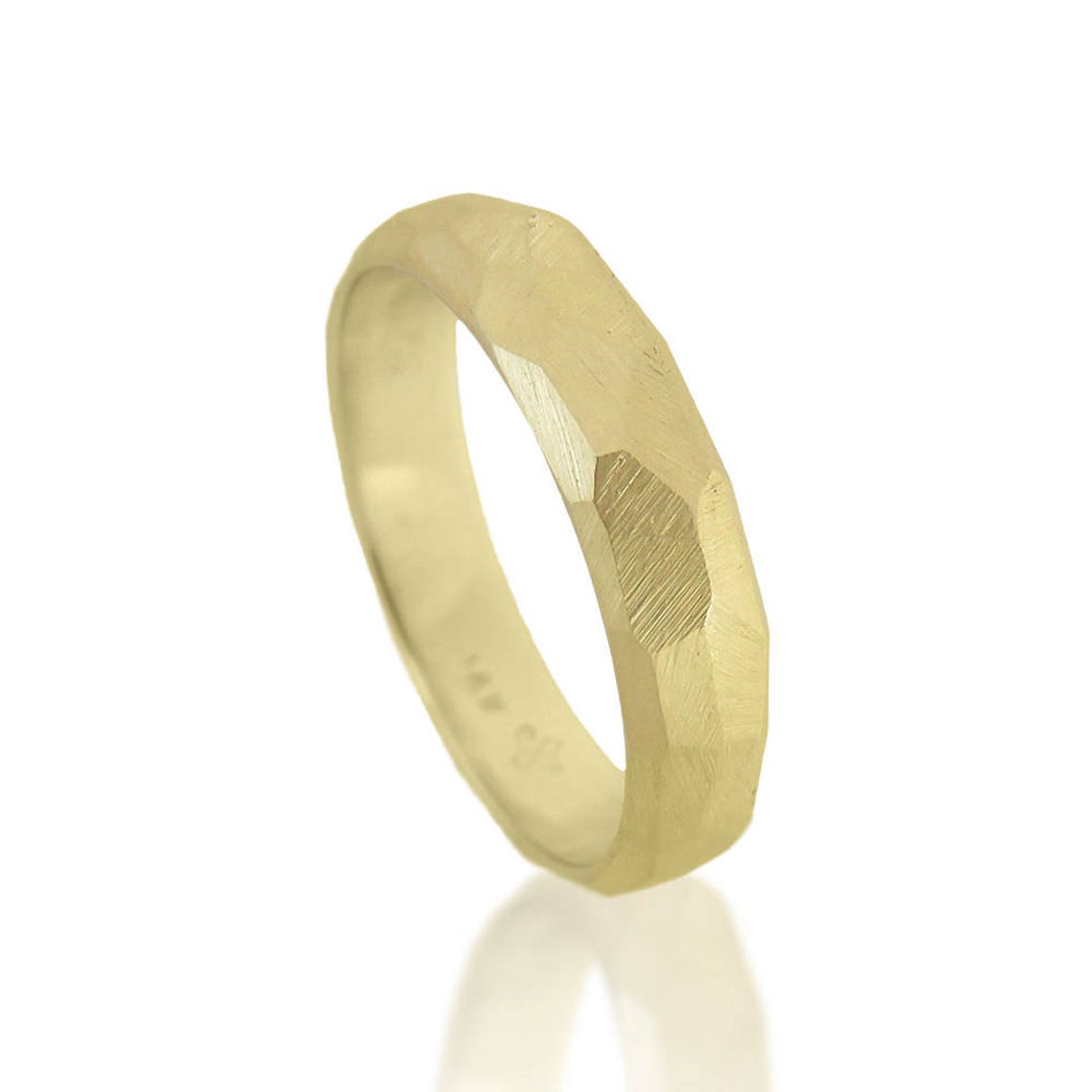 14K Wedding Ring Modern Wedding Ring Men's Wedding Ring Etsy