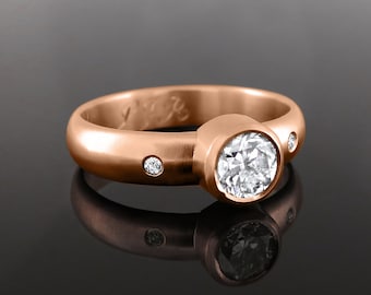 Modern diamond engagement ring, Solid gold diamond ring, Diamond wedding band, Diamond ring for women, 14K Diamond ring, 18k Gold, TKW 0.5