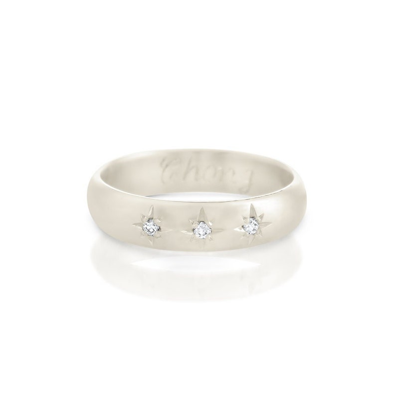 Diamond wedding band, Wedding band women, Modern wedding band, 14k diamond ring, 18k ring, White gold diamond ring, 0.03CT Diamond, Solid image 1