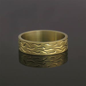 Wide wedding band, Hand engraved ring, Wedding band men, Wedding ring women, 14k wedding band, Solid gold ring, 18k wedding band, Boho ring