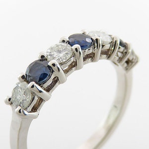 Half eternity ring, Sapphire and diamond ring, Modern diamond ring, Diamond wedding ring, Multi stone ring, Diamond ring women, 14k, 18k