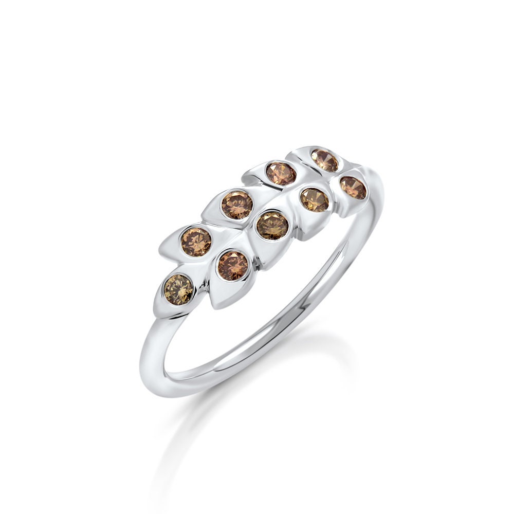 White Gold Diamond Ring Boho Engagement Ring Gold Ring | Etsy