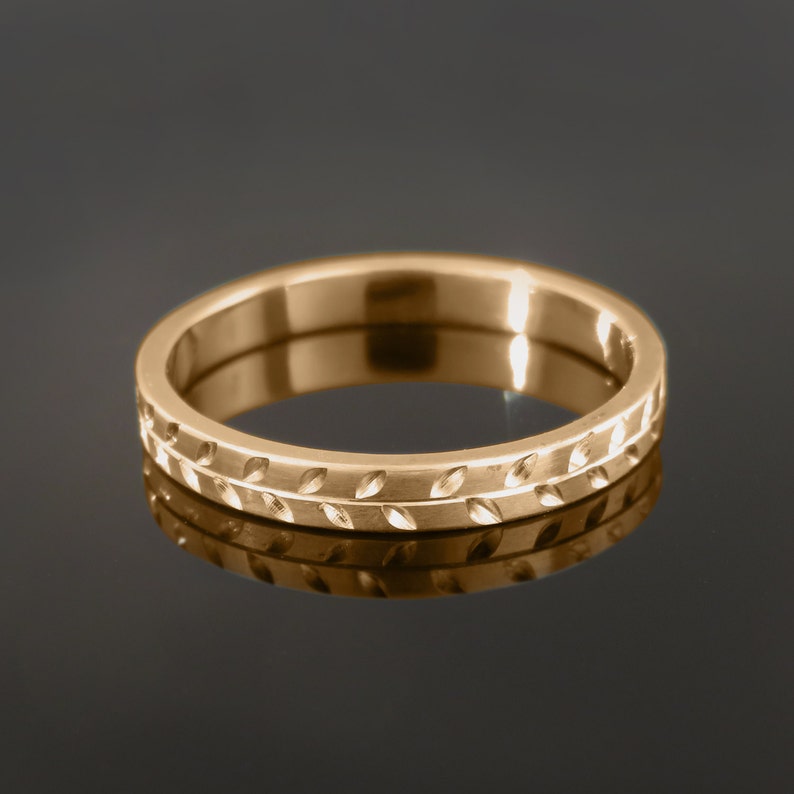 Rose Gold Wedding Ring Women's Wedding Ring Engraved - Etsy