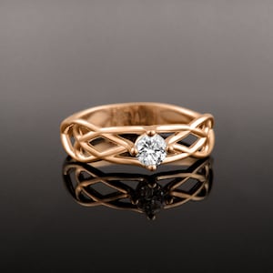 Celtic engagement ring, Moissanite gold ring, Antique style wedding ring, Celtic wedding ring, Solitaire moissanite ring, Solid gold 14k/18k