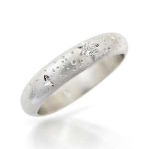 Verlobungsring, Moderner Verlobungsring, Stern Ehering, Stern Ehering, Einzigartiger Verlobungsring, Diamant Band