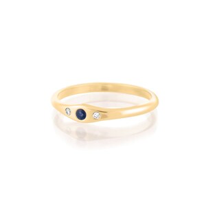 Diamond engagement ring, Wedding ring women, Sapphire gold ring, Dainty signet ring, Diamond wedding ring, Fine diamond ring, 14k, 18k image 8